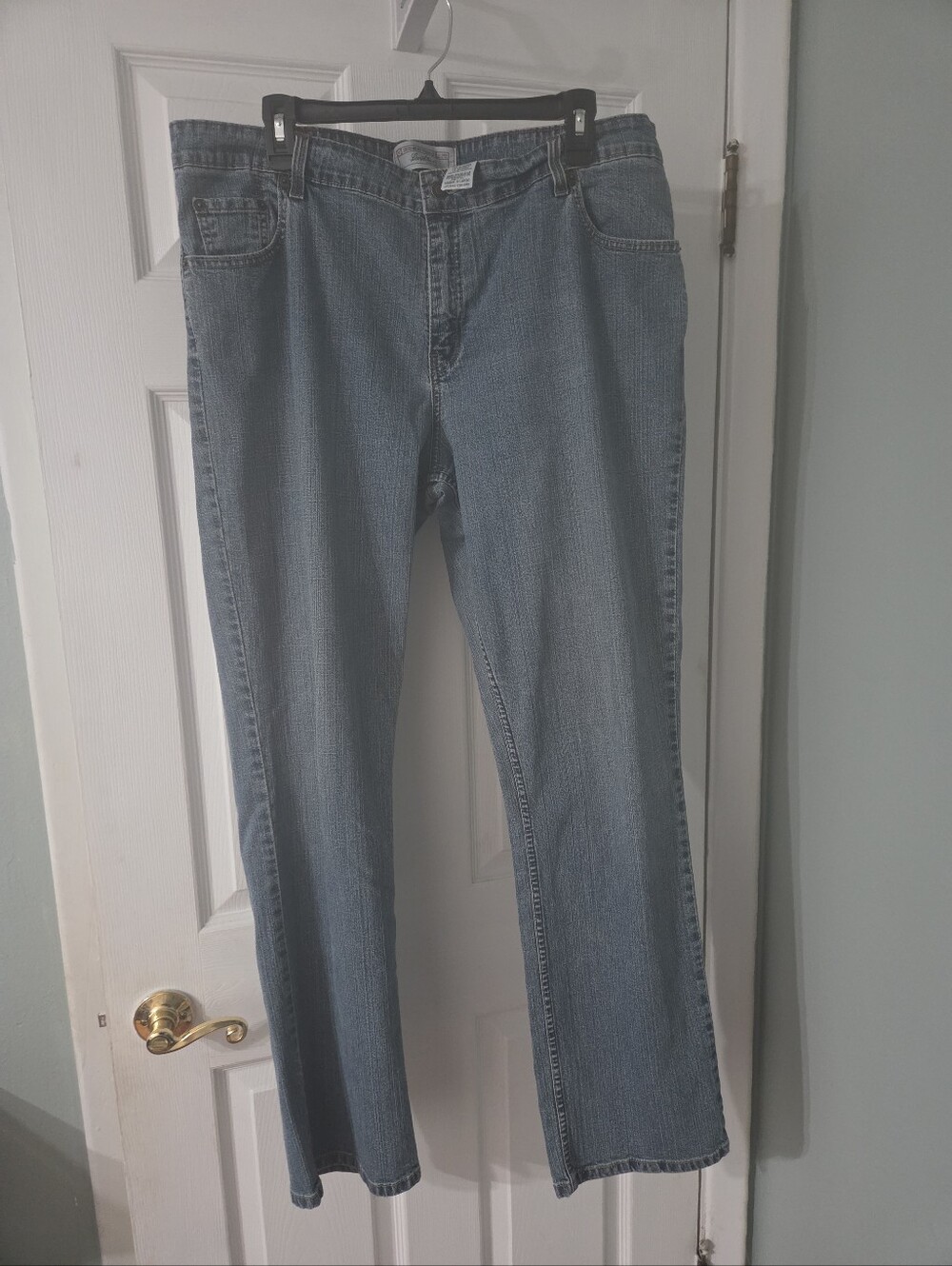 Signature Women's Straight-Leg Jeans in medium wash denim.  18 Long